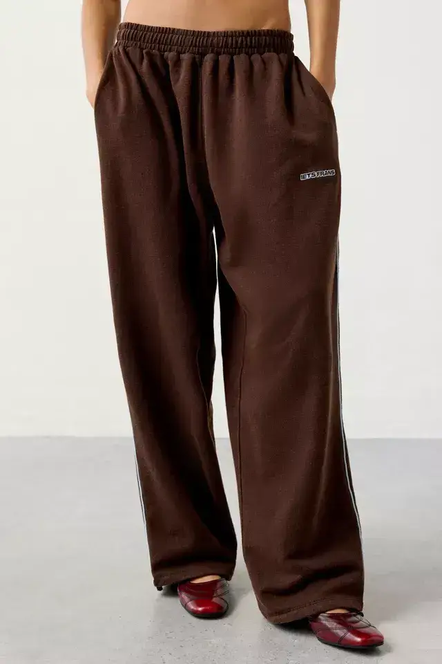 Iets Frans Harri Joggingbroek Met Wijde Pijpen, Limoenbruin (3)