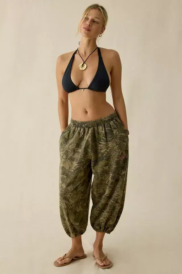 Iets Frans Harri Piped Wide Leg Cropped Jogger Pants Bruin Multi (4)
